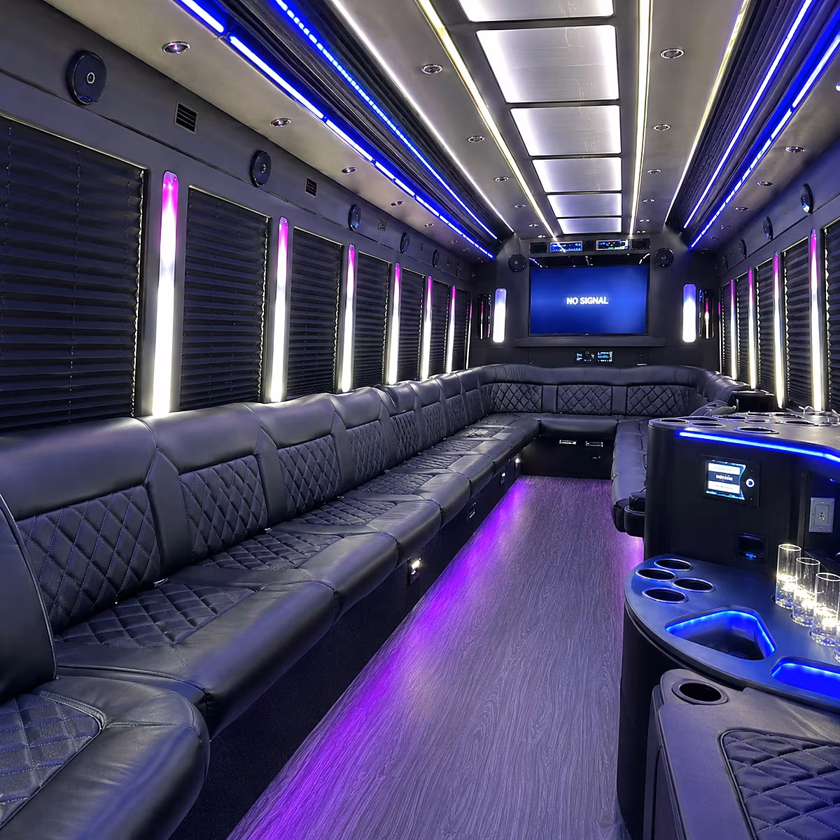 taylor 30 passenger party bus inside